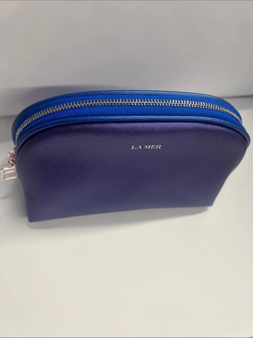 LaMer Purple Crosshatch Vegan Leather Zip Around Pouch Clutch - New